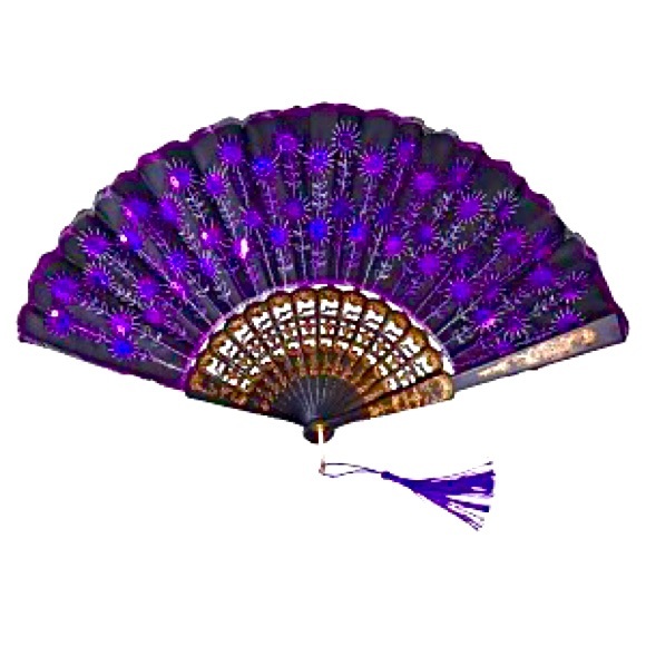 ✨ SEQUIN SPARKLE HANDHELD GEISHA FAN ✨ - Picture 1 of 4